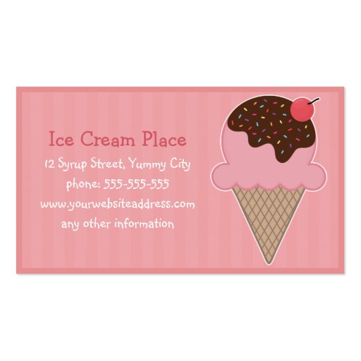 Ice Cream Place Business Card Templates (front side)