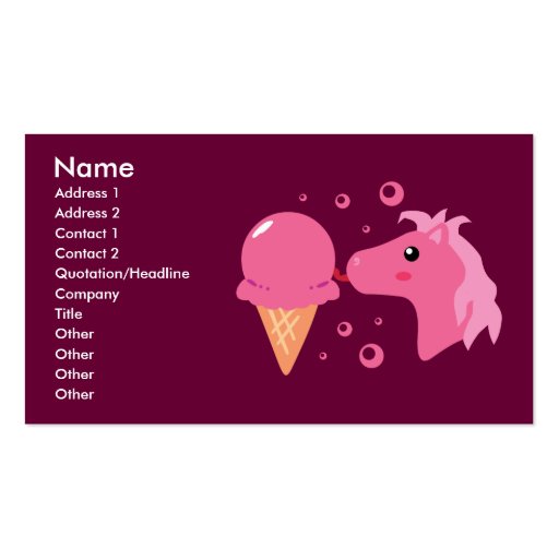 Ice Cream Pony Business Cards (front side)