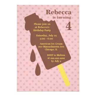 Ice Cream/Popsicle Birthday Party Flat Invitation