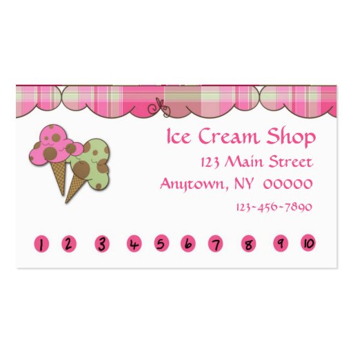 Ice Cream Punch Card Business Cards (front side)