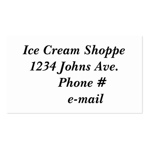 Ice Cream Sandwich Business Card (back side)