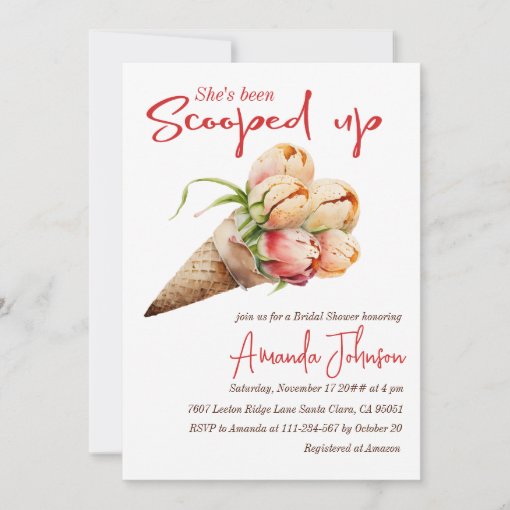 Ice Cream Scooped Up Floral Bridal Shower Invitation Zazzle