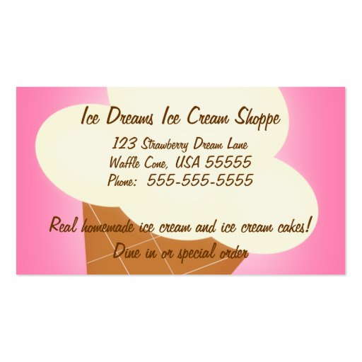 Ice Cream Shop Business Card (front side)