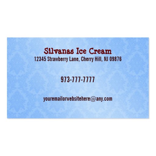 Ice Cream Shop Business Cards (back side)