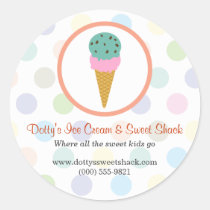 Ice Cream Shop Round Stickers