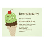 Ice Cream Shoppe Birthday Invitation - Green invitations