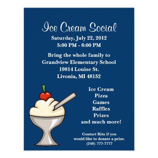 Ice Cream Social Flyer Custom Announcements