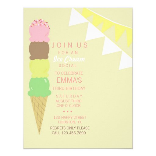 Ice Cream Social Party Invitation