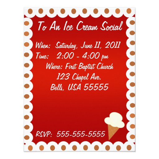 Ice Cream Social Party Invitation