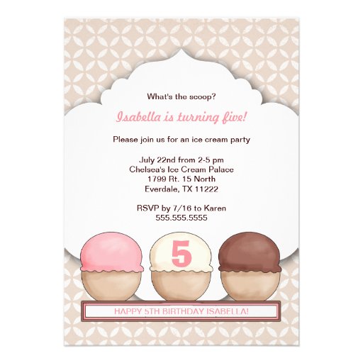 Ice Cream Social Party Invite with age