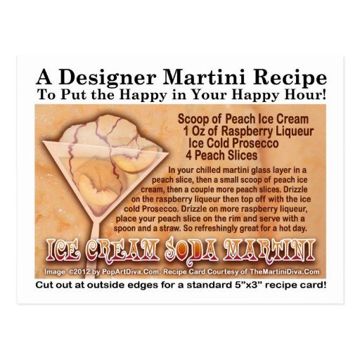 Ice Cream Soda Martini Recipe Postcard