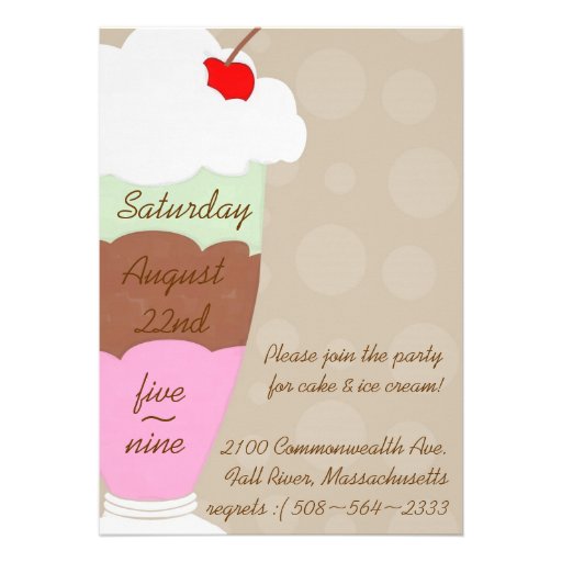 Ice Cream Sundae Birthday Party Invitation