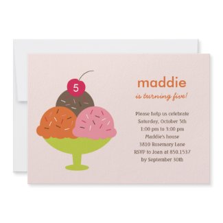 Ice Cream Sundae Birthday Party Invitation (Pink) invitation