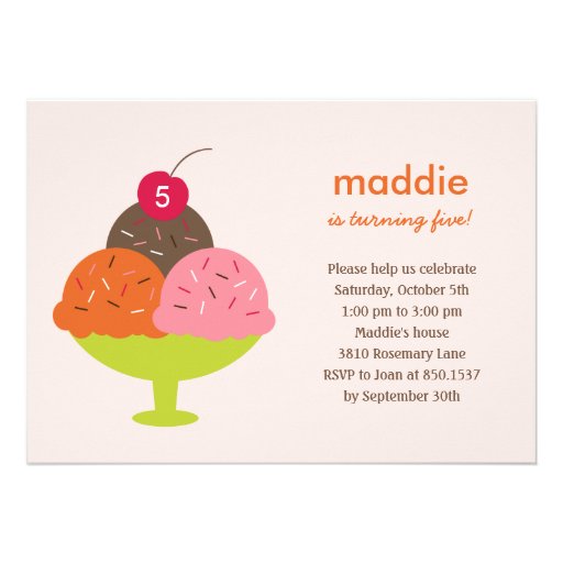 Ice Cream Sundae Birthday Party Invitation (Pink)