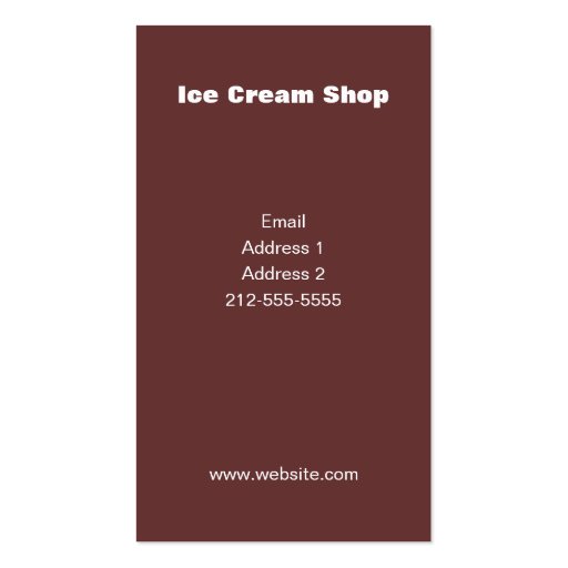 Ice Cream Sundae Business Cards (back side)