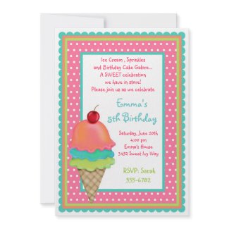 Ice Cream Treats Birthday Invitations invitation