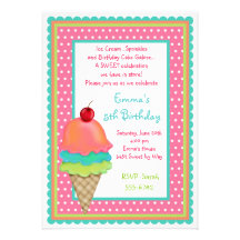 Ice Cream Treats Birthday Invitations