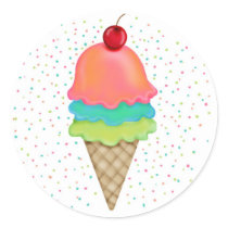 Ice Cream Treats Round Stickers