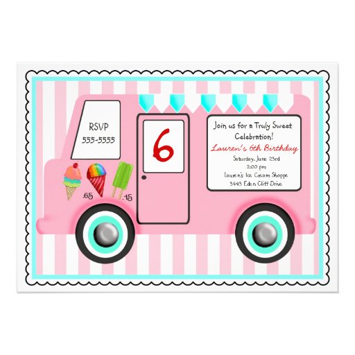 Ice Cream Truck Birthday Invitation