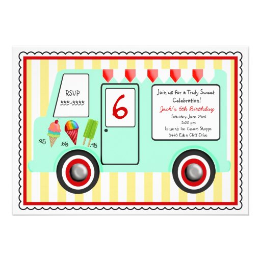 Ice Cream Truck Birthday Invitation