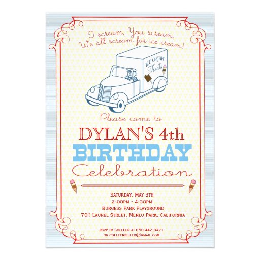 Ice Cream Truck Party Invitation