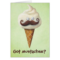 Ice Cream with Mustaches - custom txt - Greeting Cards