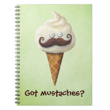 Ice Cream with Mustaches Note Books