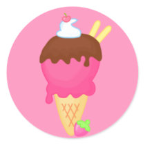 ice cream with pocky stickers