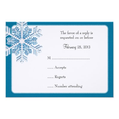 Ice Crystal Snowflake Winter Wedding Reply Cards Invitations