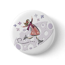 Ice Figure Skater Pinback Button