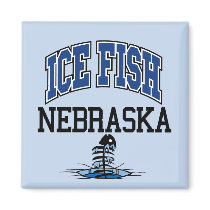 Ice Fish Nebraska magnets by FishNHuntObsessions Ice Fish Nebraska magnets