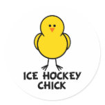 Ice Hockey Chick Round Sticker