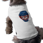 ice hockey goalie mask skull design doggie t shirt