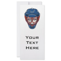 ice hockey goalie mask skull design rack card