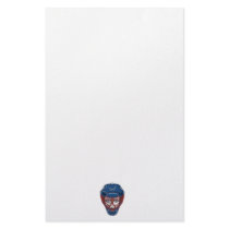 ice hockey goalie mask skull design stationery design