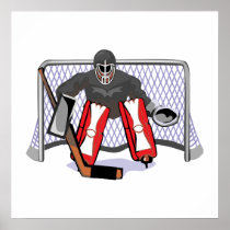 ice hockey goalie realistic vector illustration print
