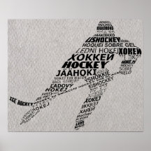 Ice Hockey Languages Text Art Poster