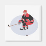 ice hockey player ready to strike fridge magnets