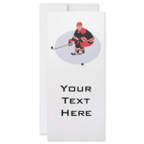 ice hockey player ready to strike full color rack card