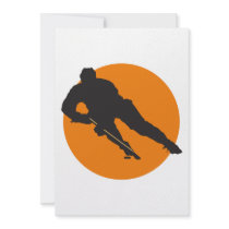 ice hockey silhouette orange circle design custom announcement