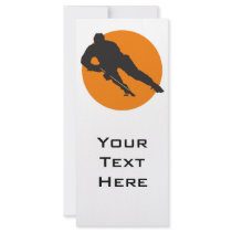 ice hockey silhouette orange circle design rack card