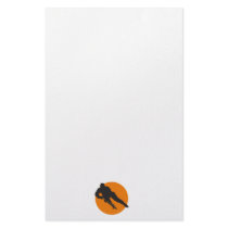 ice hockey silhouette orange circle design stationery paper