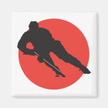 ice hockey silhouette red circle design fridge magnet