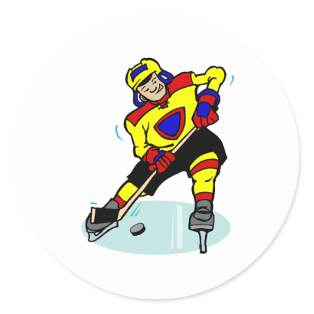 Ice Hockey Yellow Red Blue Round Sticker