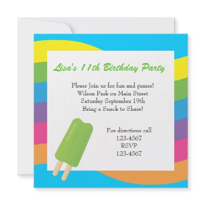 Ice Pops, Rainbows and Hearts Personalized Invitations by candystore