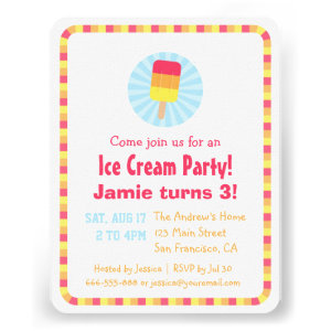Ice Popsicle Summer Party Invitations