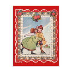 Ice Skaters - Valentine Postcard