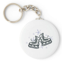 ice skates and snowflakes graphic key chain