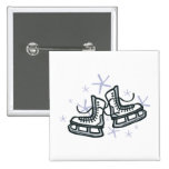 ice skates and snowflakes graphic pinback button