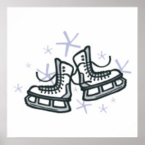 ice skates and snowflakes graphic posters